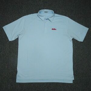 Ole Miss Rebels Shirt Men XL Blue White GenTeal Striped Performance Polo